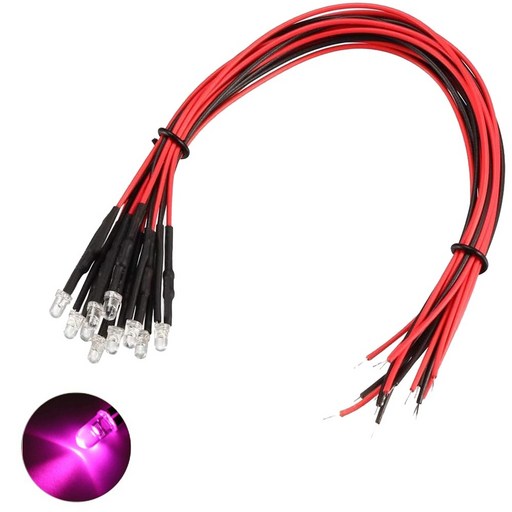 9V 3파이 핑크 라운드 와이어 케이블 LED DIY 전자 실험 학교 교육 제작 실습 부품 조명 과학
