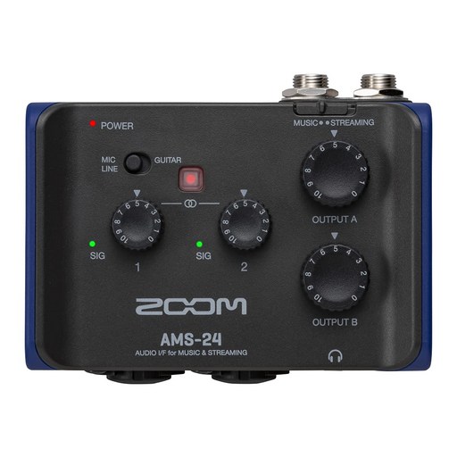 Zoom AMS-24 USB 오디오 인터페이스, 음악가 및 팟캐스터용, 입력 2개, 출력 4개, 루프백, 직접 모니터링 및 버스 전원 PC, 맥, iOS 및 안드로이드용
