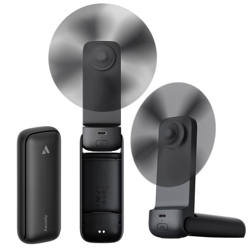 Aecooly 3in1 미니 접이식 TPE 슬림핏 핸디 손선풍기 휴대용, 블랙, PF01, 1개