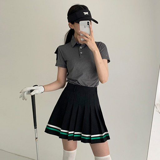 순이들 여성 잔체크 소매 포켓 카라 반팔