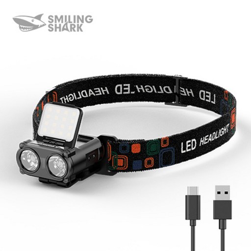 SmilingShark 공식스토어 캡라이트 클립 LED 헤드랜턴 충전식 방수성 모션센서 휴대용 낚시 캠핑 등산 백패킹 런닝조명
