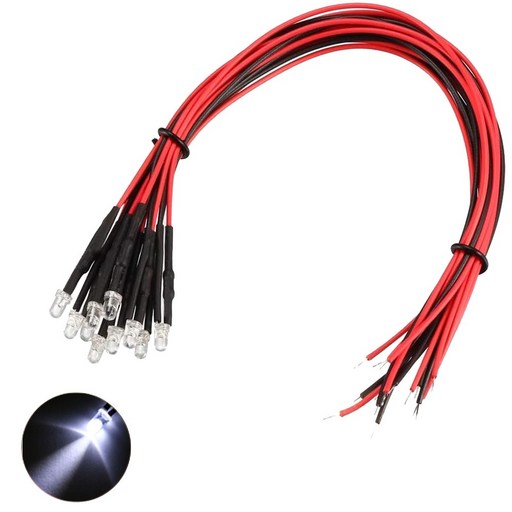 12V 3파이 화이트 라운드 와이어 케이블 LED DIY 오토바이 차량 튜닝 간판 고휘도 불교용품 연등 양초 불등 수리