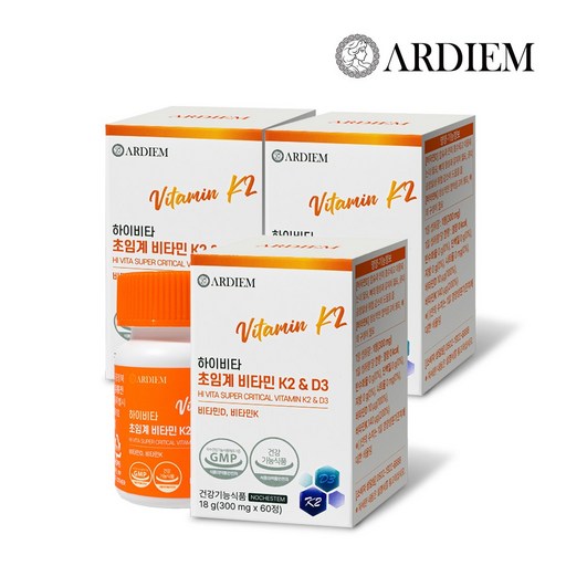 아르디엠 하이비타 초임계 비타민 K2&D3 메나퀴논 MK7 300mg
