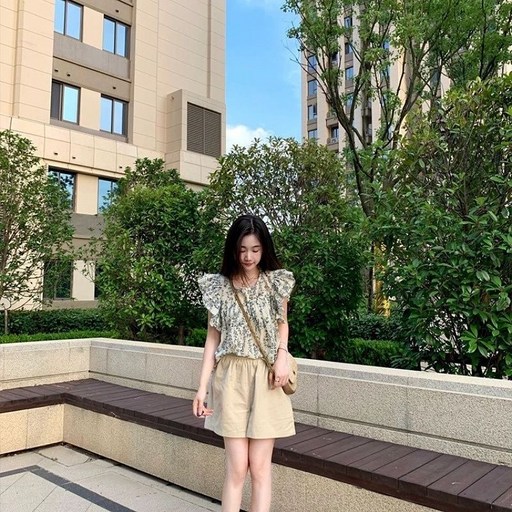 루스리더 여성 패션 프린트 라운드넥 민소매 블라우스 V260