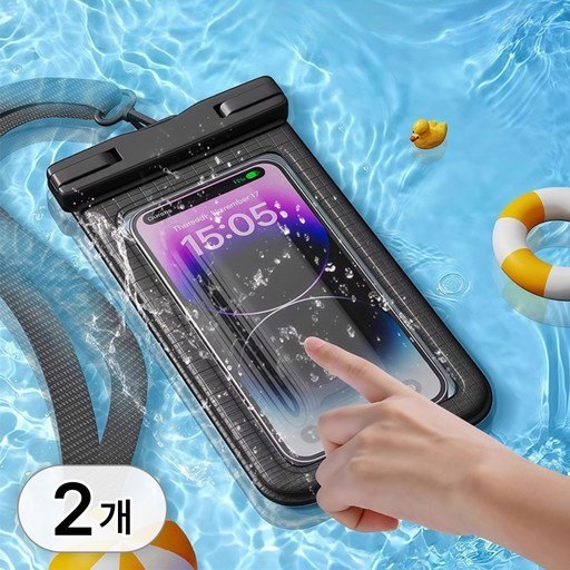투데이리빙 1+1 IPX8 스마트폰 방수팩 + 넥스트랩 휴대폰 수중 방수 수영장 물놀이 스트랩 목걸이 폰방수팩