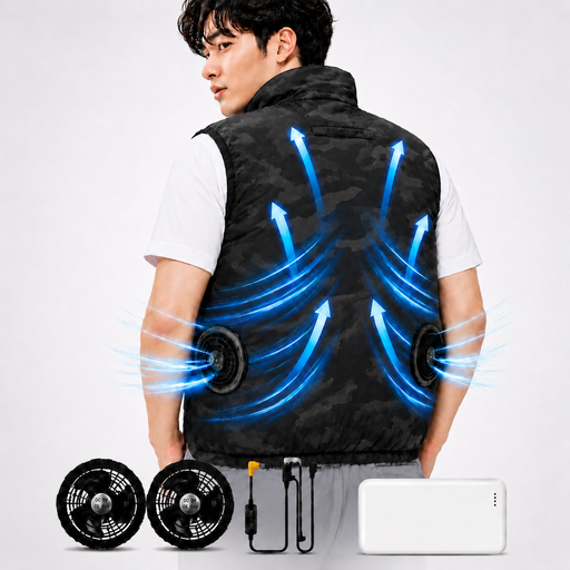 2026년 라이트 선풍기 조끼 +USB팬+ 대용량 보조배터리 세트/경량조끼,여름조끼,냉감조끼