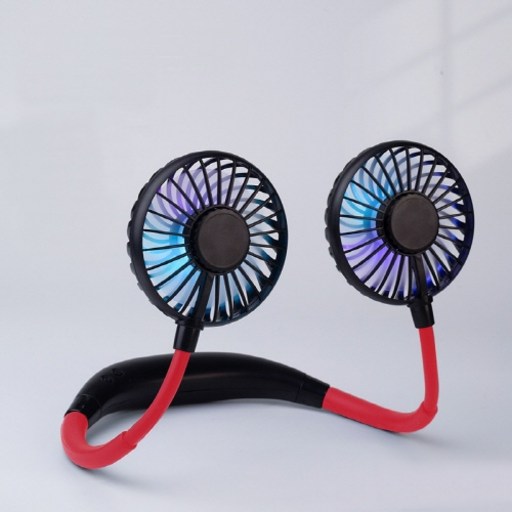 리빙꾸러미 LED 넥밴드선풍기 1+1 목에거는 목걸이 무선 넥선풍기 휴대용 목풍기, 블랙, 블랙
