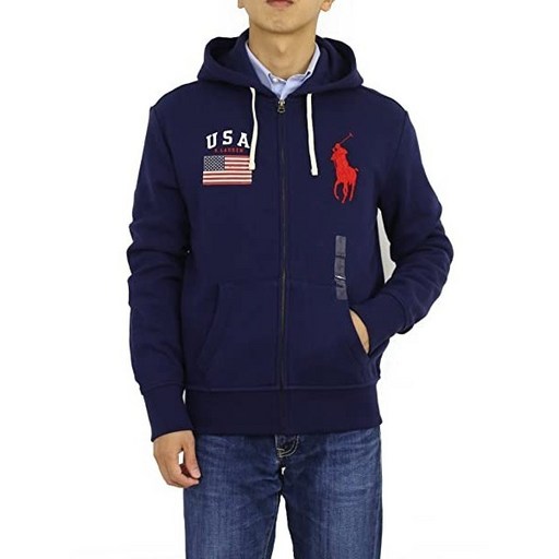 223781 폴로 랄프로렌 폴로 랄프로렌 남성 American Flag Big Pony Embroidery Sweatshirt Zip Hoodie Parallel Import