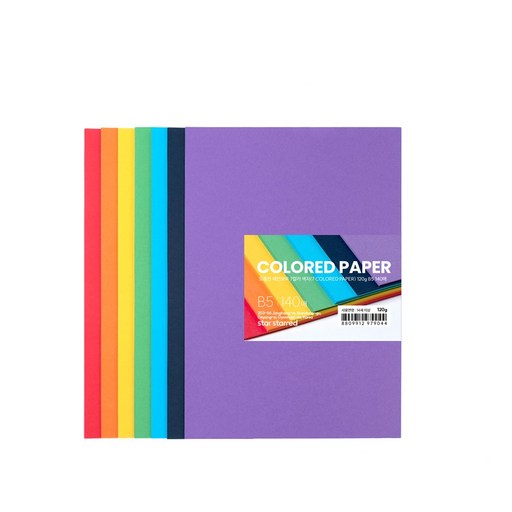 star starred 도톰한(120g) 레인보우 7컬러 색지(7 COLORED PAPER)
