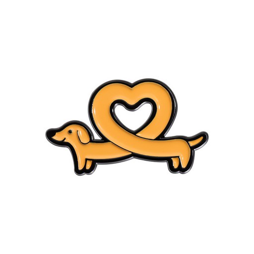 [SNS 핫템] (3장)하트 닥스훈트 합금 배지 뱃지 - 가방 옷 액세서리 꾸미기 캐주얼 데일리 코디 필수 아이템