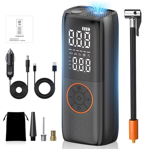 CCAGU 타이어 공기압 주입기 무선 22L/M 초고속 주입속도 6000mAh 대용량배터리 휴대용 에어펌프