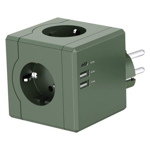 티메코 SF코팅 큐브 디자인 멀티탭 4000W 고용량 3구 (USB-A 2개 C타입 1개)