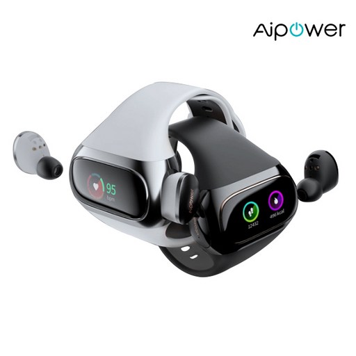 공식 Aipower wearbuds 웨어버즈 2.0 심전도 스마트워치 블루투스 이어폰, 샤이니 화이트