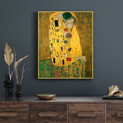 골드 알루미늄액자 미드센추리 모던 인테리어 클림트 키스 (60x75cm)