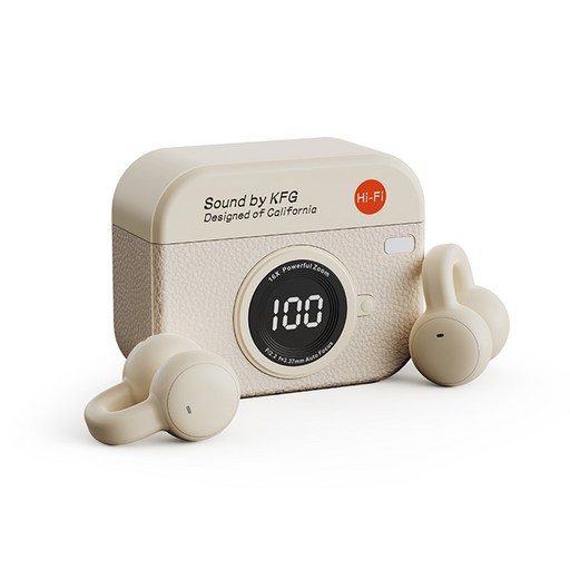 UB 레트로 감성 카메라 블루투스 이어폰 무선 HiFi 터치 이어버드 음악감상 게이밍 선물, 클립형화이트, BOS1