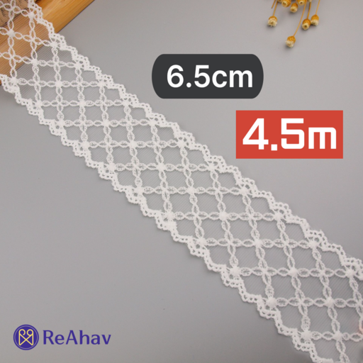 레아하브 에브린 넓은 레이스천 리본끈 밑단원단 6.5cmx4.5M