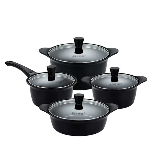 에코스타 블랙핸들 통주물 인덕션 IH 세라믹 4종 냄비세트 18cm편수 + 20cm양수 + 24cm전골 + 24cm곰솥
