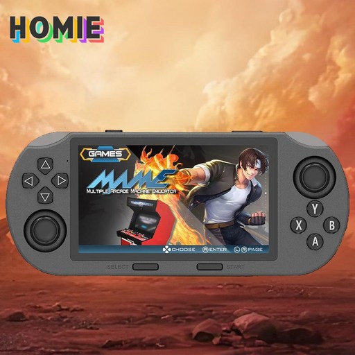 HOMIE 게임기 4.5인치 IPS 고화질 화면 휴대용게임기 듀얼 조이스틱 지원 레트로게임기 수천 가지의 놀 한글 인터페이스