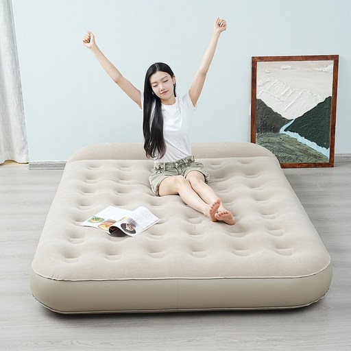 캠핑 자충 에어매트 야외 캠핑용 휴대용 침대 매트리스 내장형 자동펌프 25cm