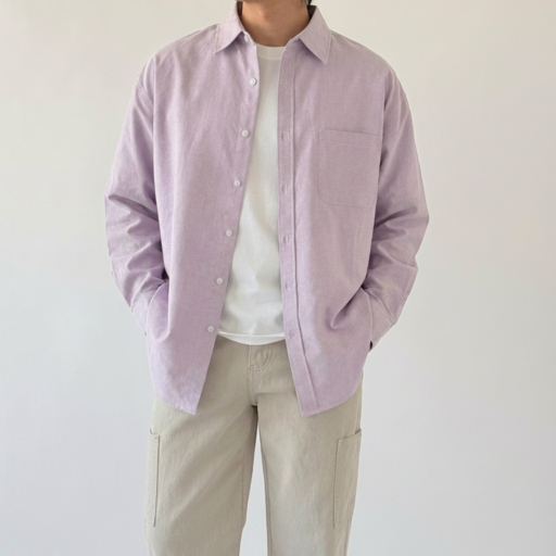 남자 오버핏 옥스포드 셔츠 베이직 캐주얼 긴팔 셔츠 made in korea  (9color)