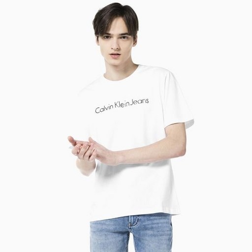 [갤러리아] 캘빈클라인진21S/S 남성 인스티튜셔널 로고 레귤러핏 반팔 티셔츠 (J319186-YAF)