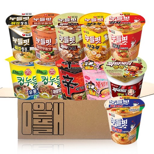 알뜰애 농심 누들핏 6종+신라면 소컵+짜파게티범벅 소컵+오뚜기 컵누들 우동+컵누들 찜닭+까르보불닭 1개씩