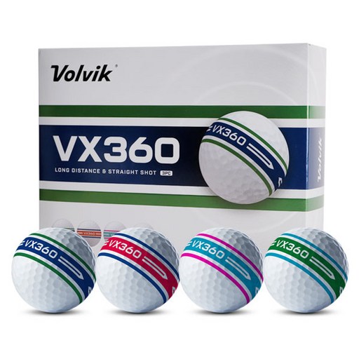 볼빅 VX360 듀얼컬러 3피스 360도 퍼팅라인 골프공 1더즌 (12구)