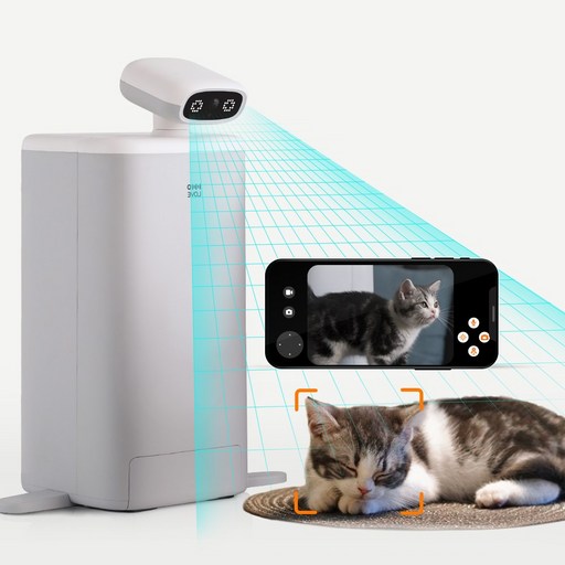 펫쭈 고양이 AI 자동급식기 강아지 360도 회전 카메라 반려동물 펫