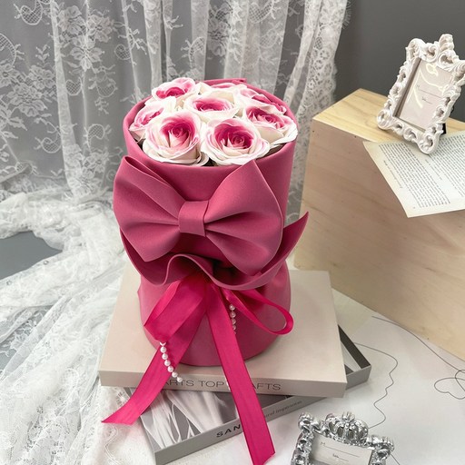 오로라 조화 비누꽃다발 인테리어 꽃바구니