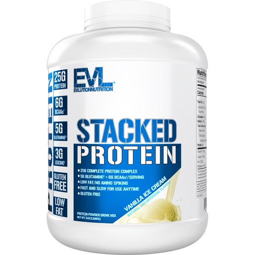 EVLUTIONNUTRITION 스택드 프로틴 파우더 드링크 믹스 바닐라 아이스크림 맛