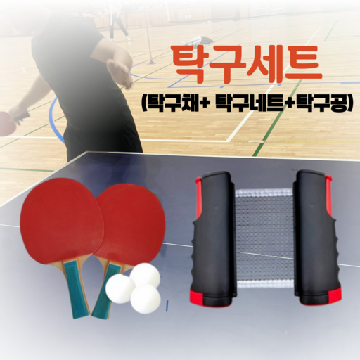 두스비 가정용 탁구세트 초간편 원터치 탁구네트+탁구채2P+탁구공3P 탁구 세트