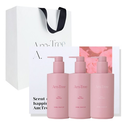 에이엠트리 플로라 향좋은 퍼퓸 바디케어 선물세트 꽃 장미향 300ml (워시2p+로션1p)