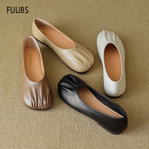 FULIBS 발편한 여성단화 셔링플랫 빅사이즈여성신발265-220