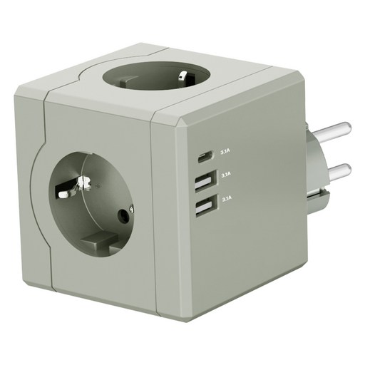 티메코 SF코팅 큐브 디자인 멀티탭 4000W 고용량 3구 (USB-A 2개 C타입 1개)