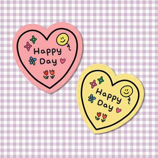 러블리주크 happyday 하트스티커 포장 선물 감사 꽃집 답례 다꾸 생일 도시락