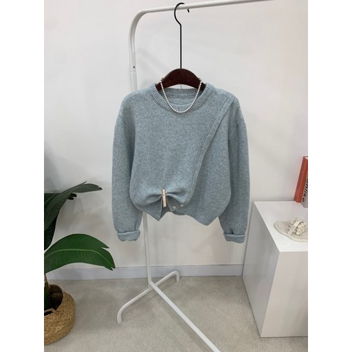 씨샵인더룸  라누 울 사선 버튼 펀칭 긴팔 니트 4color