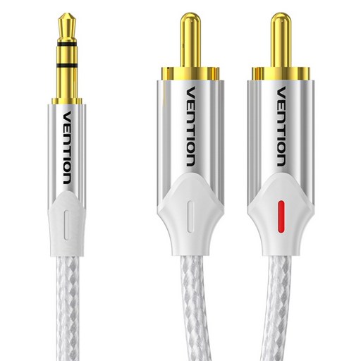 벤션 실버 프리미엄 3.5mm 스테레오 to 2 RCA 오디오 케이블 BCNI