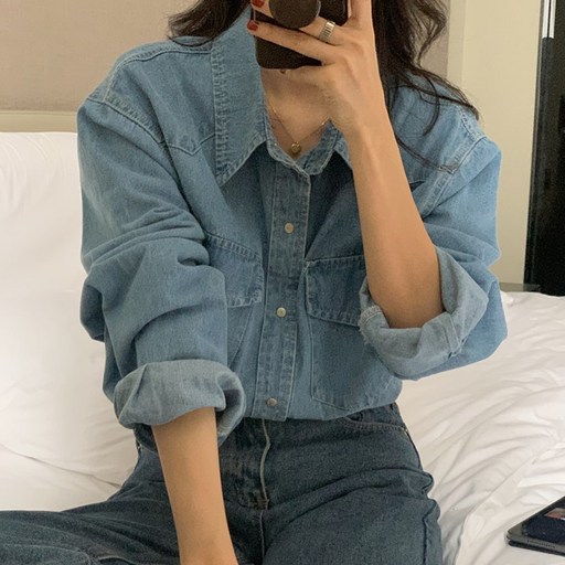 [뉴데이]여성 캐주얼 데일리 데님 셔츠