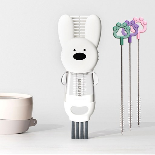 TENET 4in1 토끼 컵 물병 텀블러 젖병 틈새 세척솔 빨대 브러쉬