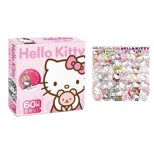 산리오 다꾸 스티커 60+3장 pvc스티커 헬로키티