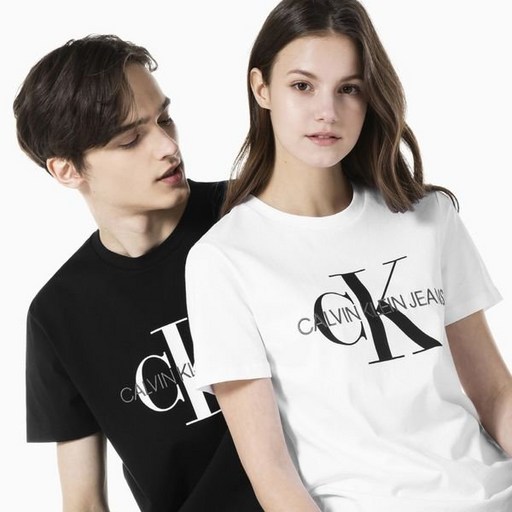 [갤러리아] 캘빈클라인진21S/S 여성 스트레이트핏 모노그램 로고 반팔 티셔츠 (J216394-V0K)