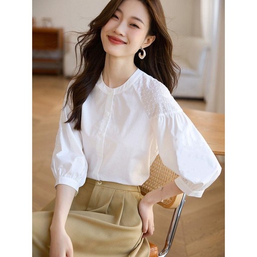 패션고리 라운드 셔링 하객 여성 여름 블라우스 ZX040