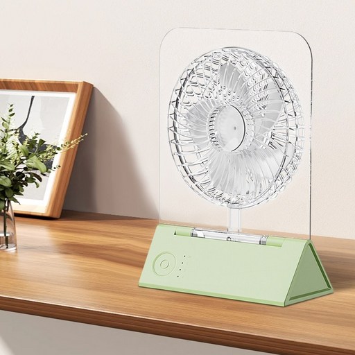 Voltmate 탁상용 투명 선풍기 초경량 BLDC모터 무선 마그네틱 벽걸이 3D회전 접이식 무지개 호흡등