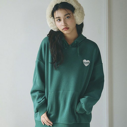 러브톡식 여성 속기모 백 로고 풀오버 파카 후드티