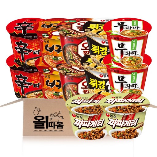 올따옴 큰컵라면 기획세트 6종 기획세트 12호(신라면2+너구리2+오짬2+튀김우동2+짜파2+무파마2)