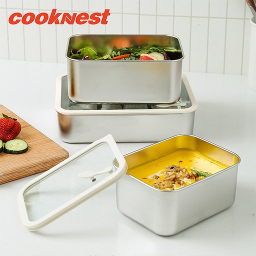 CookNest 304 스테인레스 밀폐용기 전자레인지 스텐 반찬통 세트 김치통