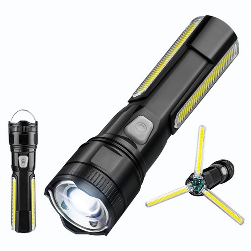 ZOZOFO 2in1 LED 줌 라이트 손전등 접이식 3패널 캠핑 랜턴