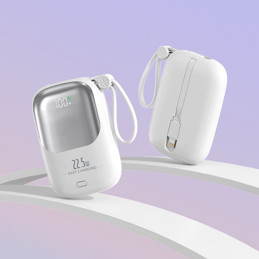 보조배터리 20000mAh 대용량 PD22.5W고속 충전 미니 케이블 일체형