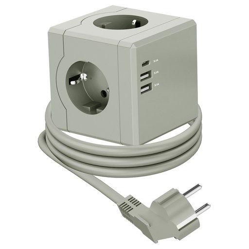 티메코 SF코팅 큐브 디자인 멀티탭 4000W 고용량 3구 (USB-A 2개 C타입 1개)