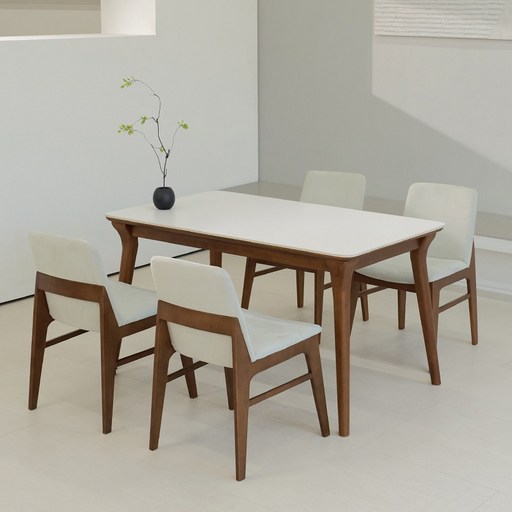 루나 포세린 세라믹 원목 4인 식탁세트 1400 의자형 IKLN1B